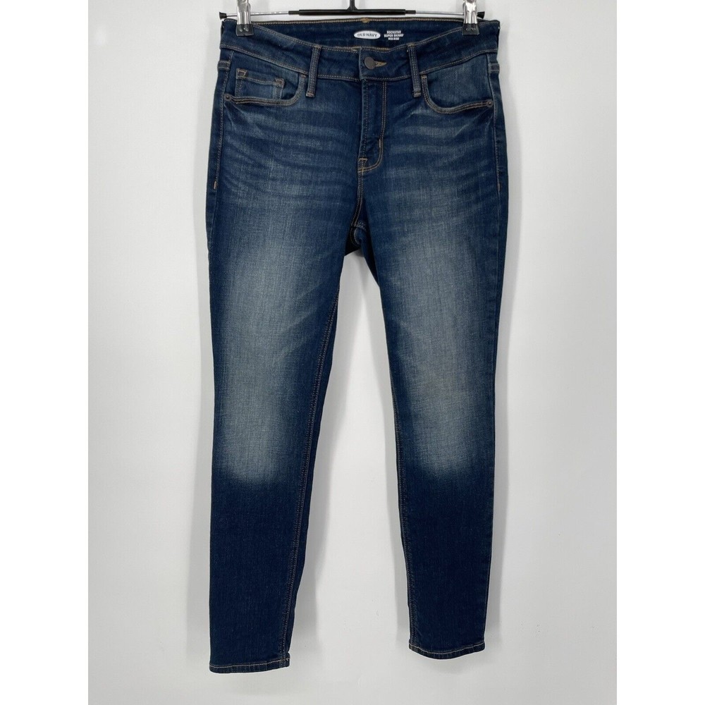 Old Navy Rockstar Super Skinny Mid Rise Blue Wash Denim Jeans Women Size 6 Short